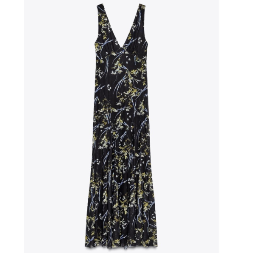 Zara LONG FLORAL TULLE DRESS, size small